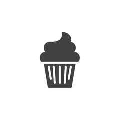 Cupcake vector icon. filled flat sign for mobile concept and web design. Muffin cake simple solid icon. Symbol, logo illustration. Pixel perfect vector graphics