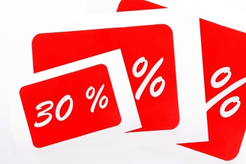 30 percent off shopping tag icon in red