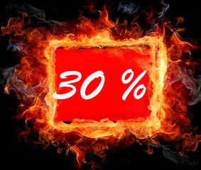 30 percent off shopping tag icon in red