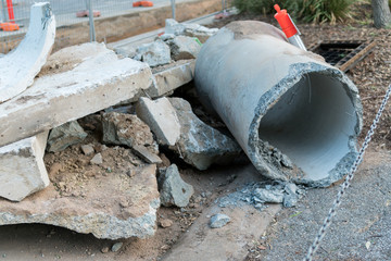 Broken storm water pipes