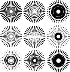 Black radial concentric element set
