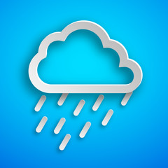 Paper art Rain icon. Vector illustration.