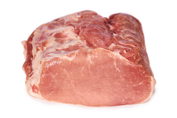 Fresh Pork meat slice. Isolated on a white background