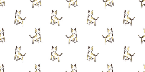 cat seamless Pattern vector isolated calico background repeat wallpaper cartoon