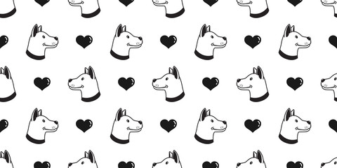 Dog seamless pattern french bulldog vector pug hound heart valentine isolated wallpaper