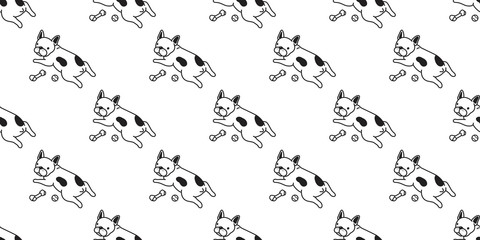 dog seamless pattern french bulldog vector pug dog bone isolated wallpaper background