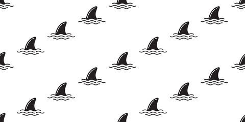 shark fin seamless pattern dolphin vector isolated whale sea ocean tropical summer repeat background wallpaper