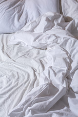 Crumpled morning bed, background