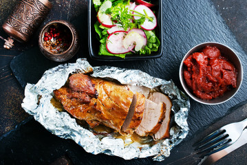 baked meat with spice