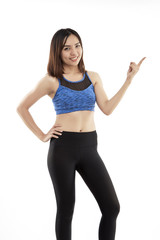 Fototapeta premium Asian short hair in a fitness suit