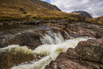 Glen Etive Waterfall Poster - a view of this famous Scottish Glen
