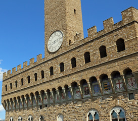 Fototapeta premium Florence Clock Tower of Old Palace also called Palazzo Vecchio i