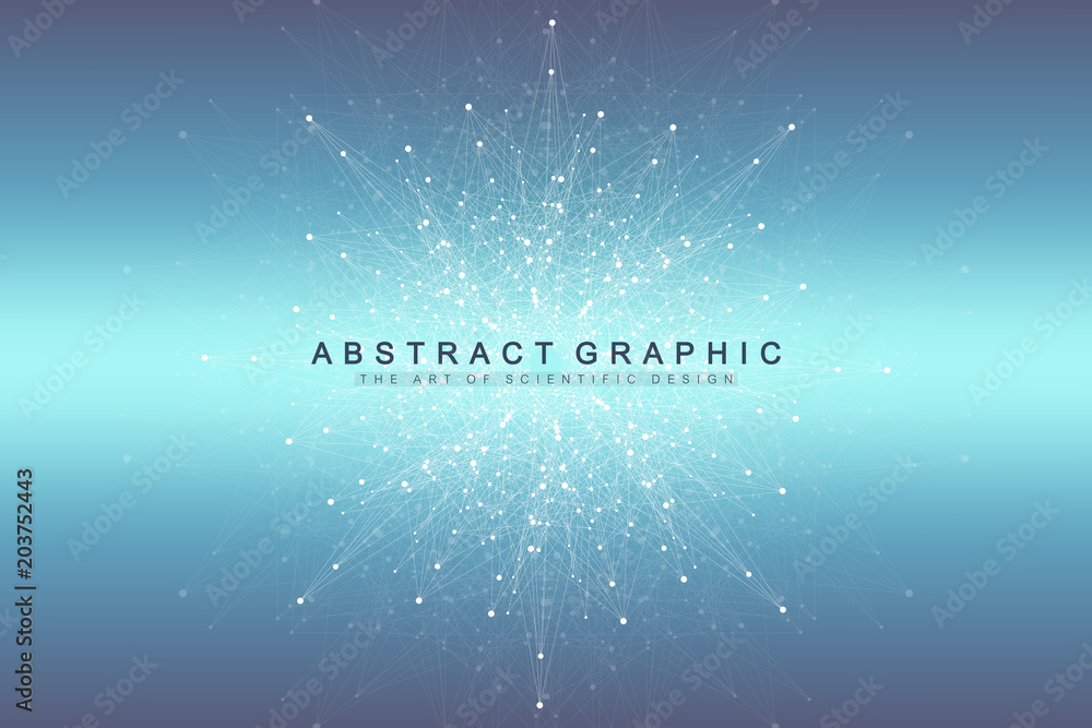 Poster Big data visualization. Graphic abstract background communication. Perspective backdrop. Minimal array. Digital data visualization. Representing the global, international meaning. Vector illustration.