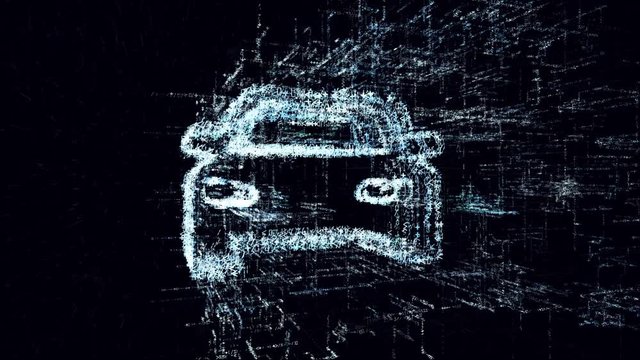animation sign Car. Abstract auto consisting of program code