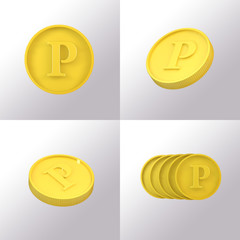 Simple financial related icons, 3d object coins