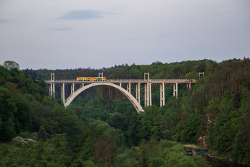 Fototapeta premium Bechyne Bridge Duha over Luznice river. Czech Republic.