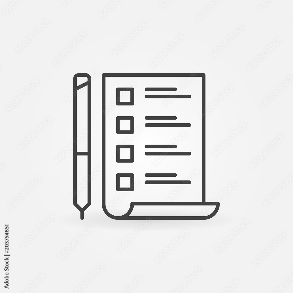 Poster to do list with pen vector minimal icon in thin line style