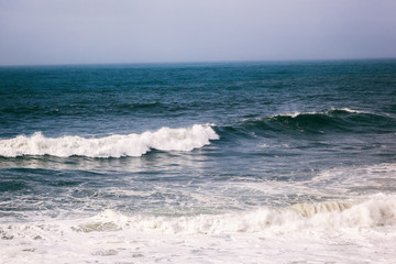 Beautiful landscape, ocean and waves, natural marine oceanic background and texture