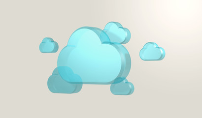 Cloud computing, data communication, 3d icon objects
