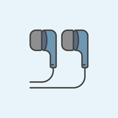 Blue In-ear Headphones icon. Vector headphone symbol