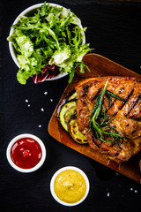 Grilled beefsteak with french fries