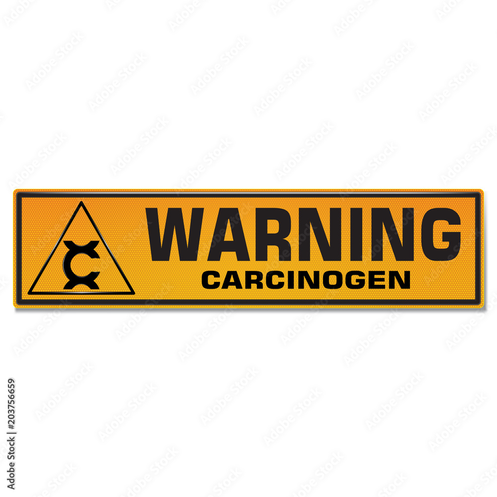 Wall mural Vector and illustration graphic style,Carcinogen Hazard Symbol,Yellow rectangle Warning Dangerous icon on white background,Attracting attention Security First sign,Idea for presentation EPS10.