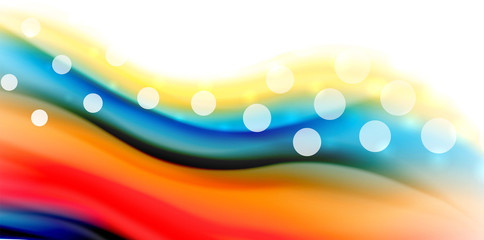 Vector flowing liqiud colors isolated on white, wave abstract background