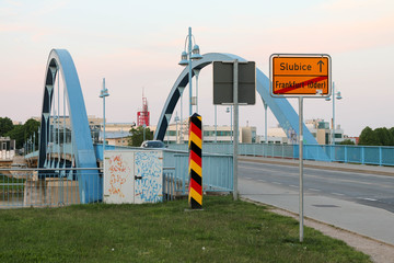 a German - Polish border bridge over Oder river in Frankfurt / Oder - Slubice
