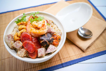  Rice Baked taro, Chinese sausage, Shiitake mushrooms. Asian food