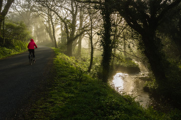 Obraz premium Cycliste au bord de l'eau