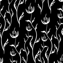 Background of the silhouettes of decorative flowers