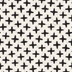 Hand drawn lines seamless grungy pattern. Abstract geometric repeating texture in black and white.