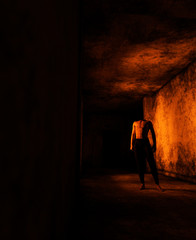 3d rendering of a headless man in haunted house - obrazy, fototapety, plakaty