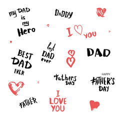 Set of Happy Father's Day quotes. Vector Illustration.