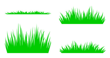 Set of silhouettes of green grass.