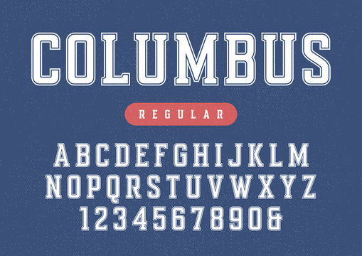 Columbus vector condensed retro sports typeface, uppercase lette