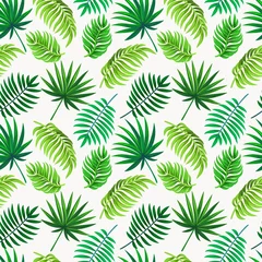 Fotobehang Vector naadloze tropische patroon met palmbladeren op lichte achtergrond. Floral illustratie voor textiel, print, wallpapers, inwikkeling. © Irina