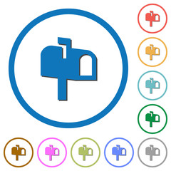 Mailbox icons with shadows and outlines
