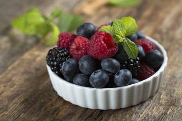 Fresh organic berries in the bowl