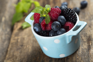 Fresh organic berries in the bowl
