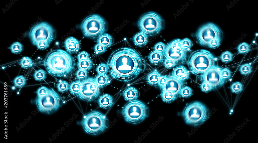 Poster Social media digital interface background 3D rendering