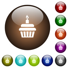 Birthday cupcake color glass buttons