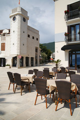 Cafe on the waterfront, Tivat, Montenegro.