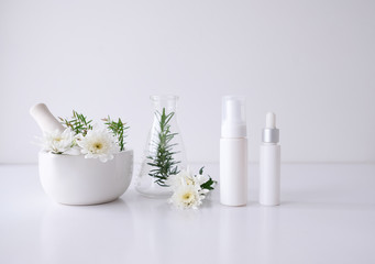 cosmetic nature skincare and essential oil aromatherapy .organic natural science beauty product .herbal alternative medicine . mock up.