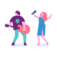 People occupations. Musicians. Flat vector illustration isolated on white.