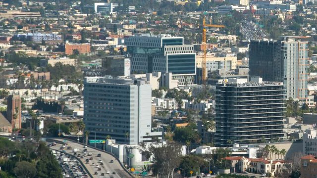 Los Angeles Hollywood Freeway Tilt Up to Downtown