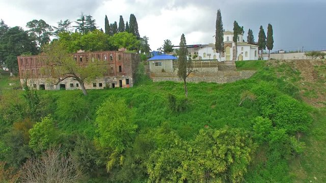 Top view of the ancient monastery in Dranda. Abkhazia