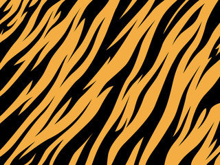 Tiger texture abstract background orange black. Vector jungle strip