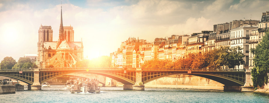 vista dalla Senna di Parigi e Notre Dame