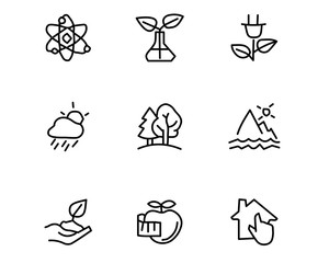ecology hand drawn icon set design illustration, hand drawn style design, designed web and app